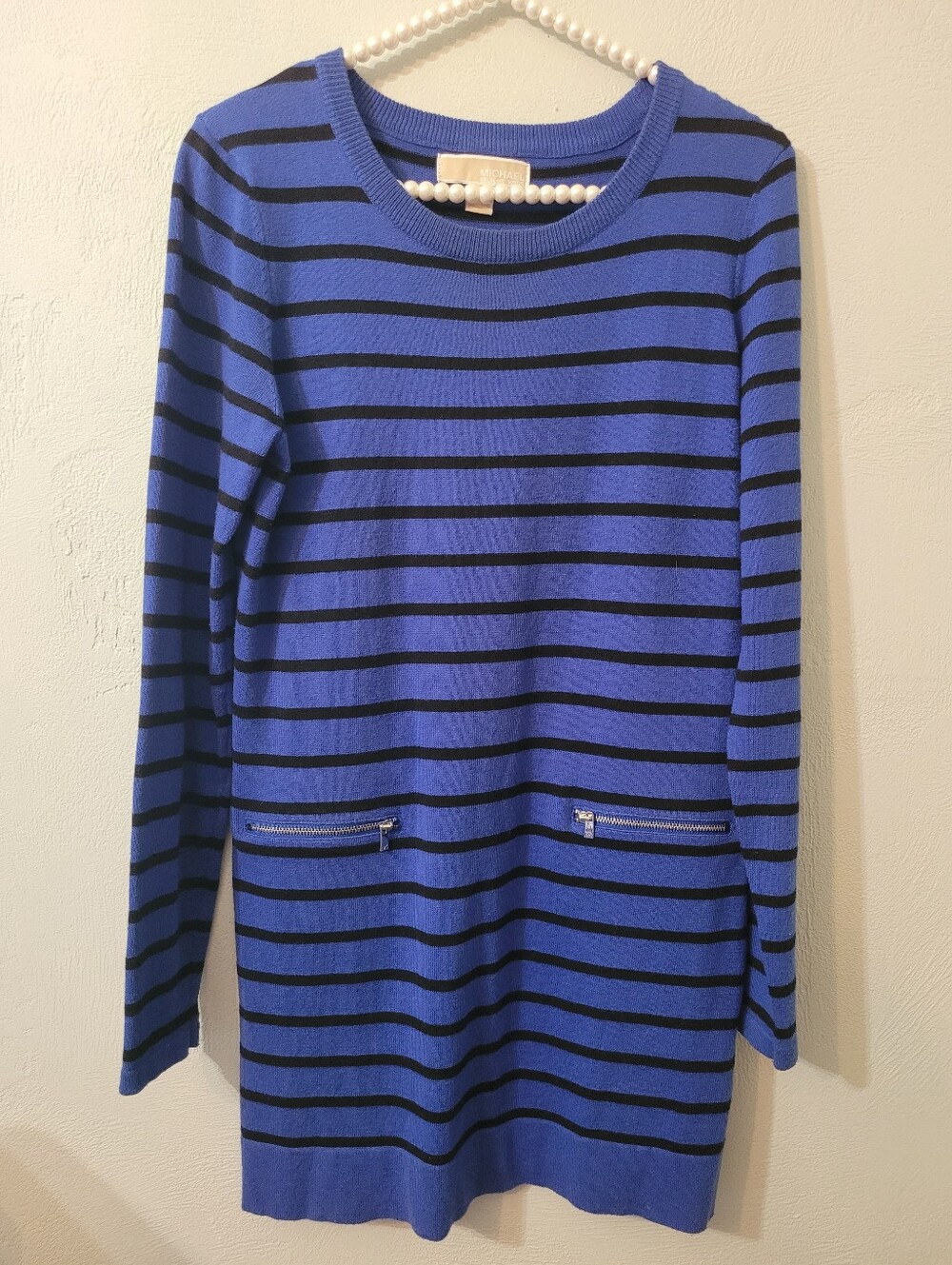 Michael Kors Cozy Long Front Zipper Cotton Blend Sweater Dress Size Medium!